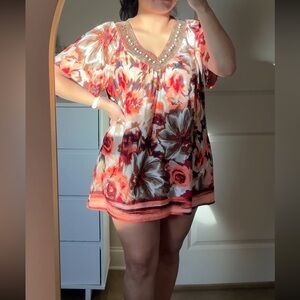 Beaded/floral Blouse /mini dress